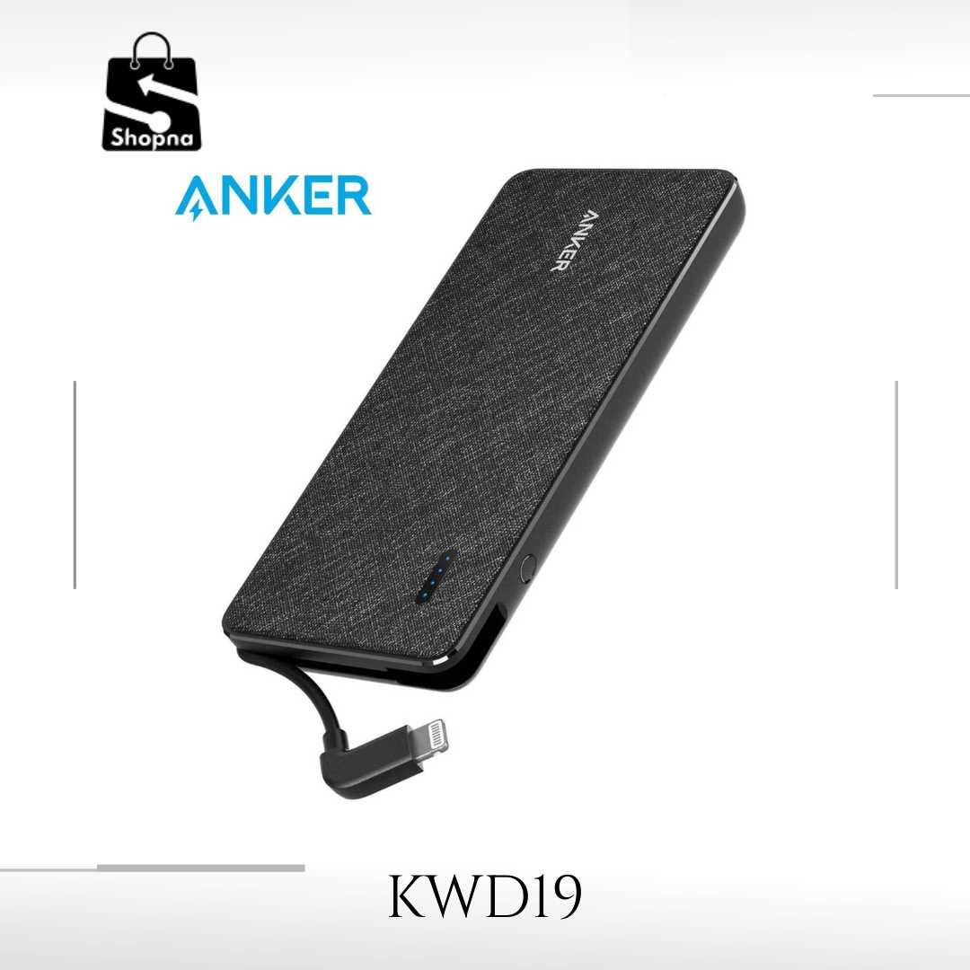 ANKER PowerCore+ 10000 with built-in Lightning Cable -Black Fabric | Shopna Online Store .