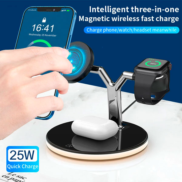 3 in 1 Magnetic Wireless Charger 25W Qi Fast Charging Station | Shopna Online Store .