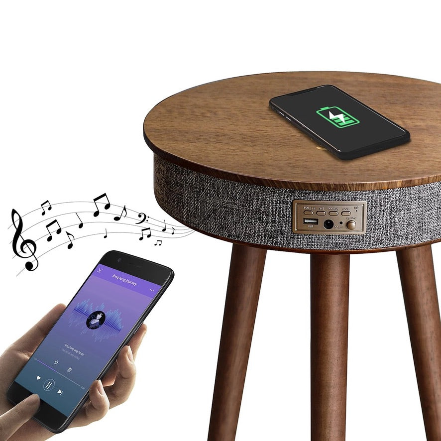 Smart coffee table stereo cube bluetooth speaker with wireless charging side table creative coffee small round table | Shopna Online Store .