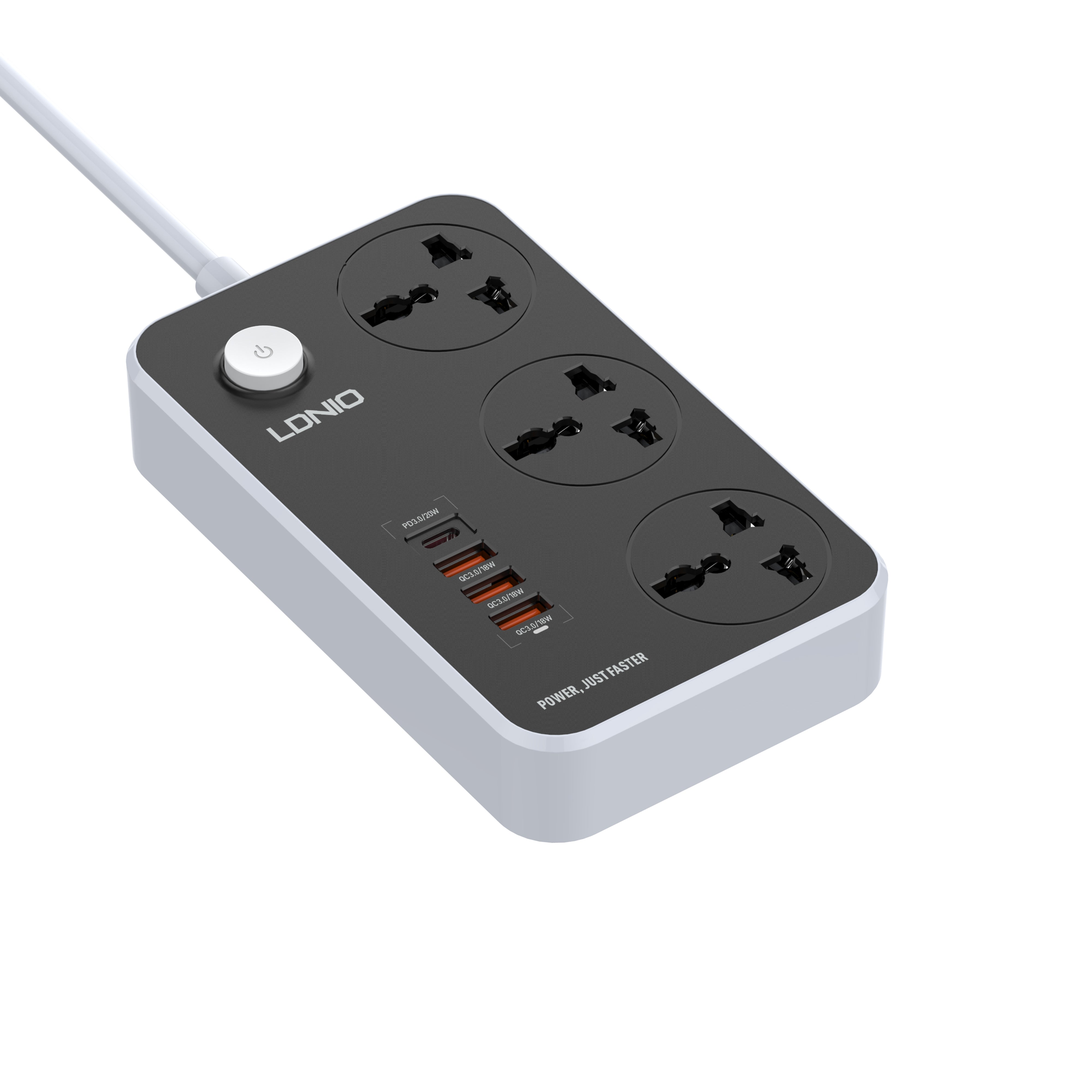 LDNIO Super Fast Charging Power Strip With 3 USB Ports and Type-C Port | Shopna Online Store .