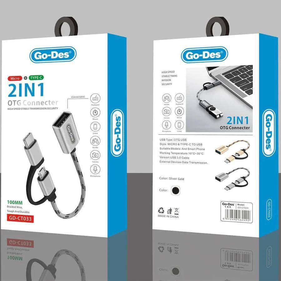 Go Des GD-CT033 2 in 1 OTG Connecter | Shopna Online Store .