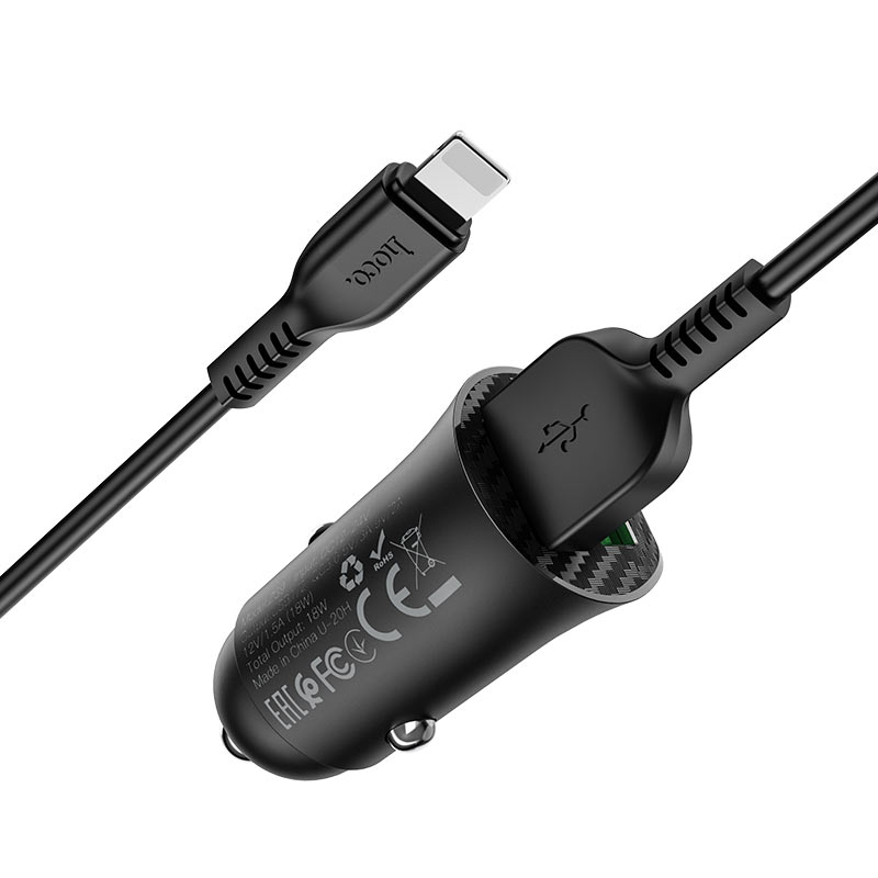 hoco. Car charger “Z39 Farsighted” QC3.0 dual port set with cable | Shopna Online Store .