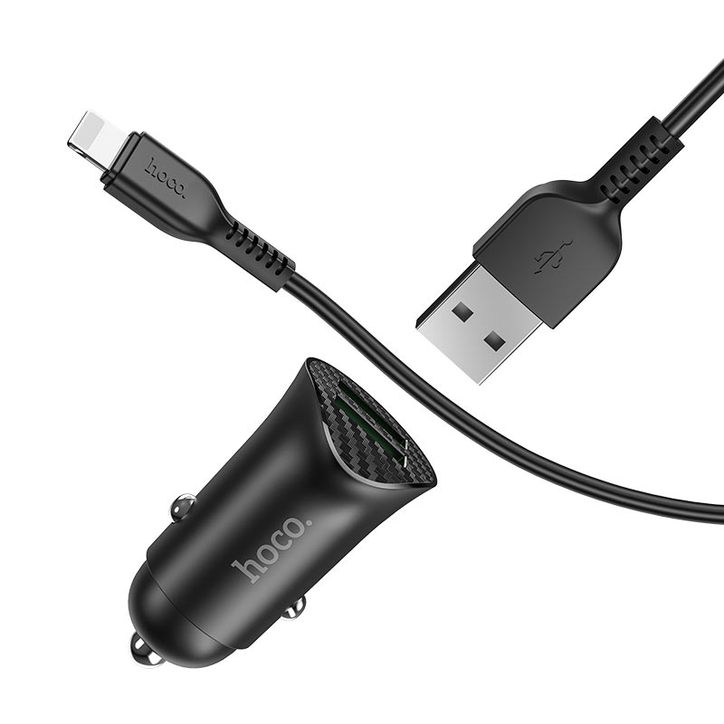 hoco. Car charger “Z39 Farsighted” QC3.0 dual port set with cable | Shopna Online Store .