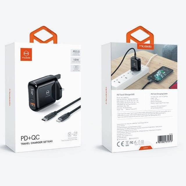 MCDODO CH-7231 PD + QC 18W Travel Charger + Type-C to Lightning Cable 1.2M | Shopna Online Store .