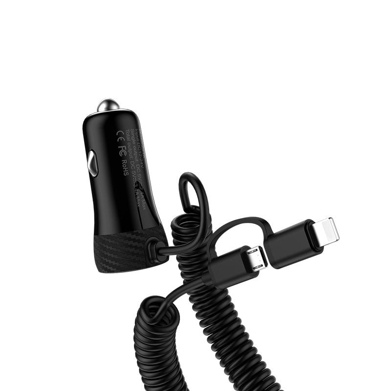 hoco. 2-in-1 Lightning + Micro USB Car charger | Shopna Online Store .